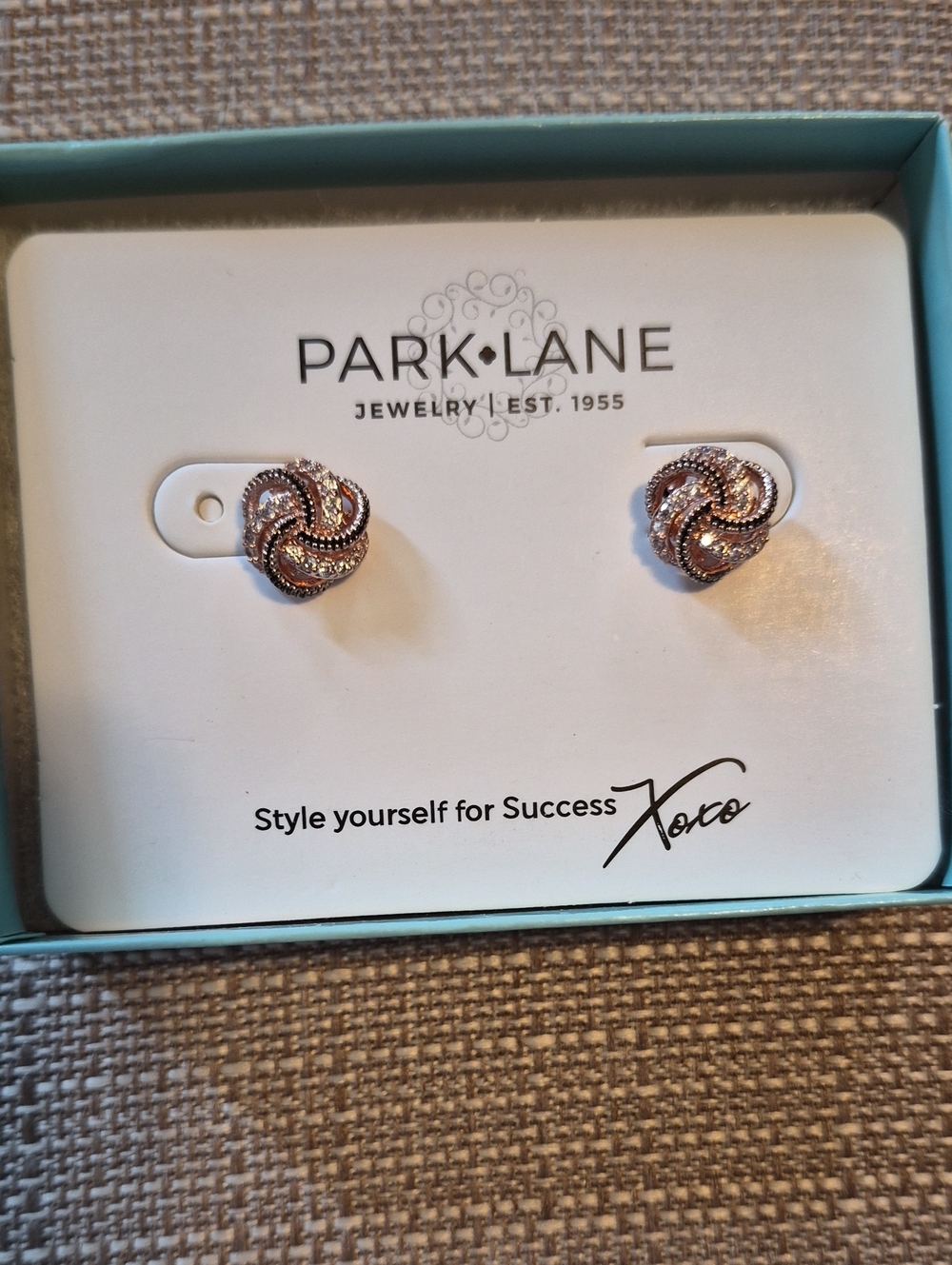 Park Lane Rose Gold and Silver Twisted Knot Studs